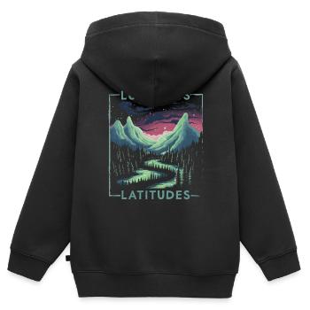 Aurore boréale ciel étoilé Nature lumière affichage - Sweat Premium à capuche zippé enfant bio - noir - Dos - AI Model Kid Male (0cm)