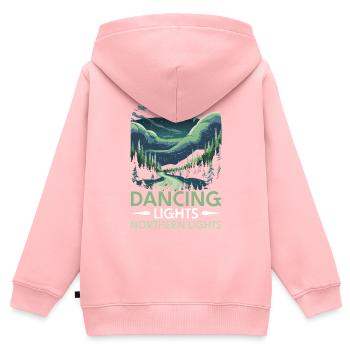 Aurore boréale ciel étoilé Nature lumière affichage - Sweat Premium à capuche zippé enfant bio - rose - Dos - AI Model Kid Female (0cm)