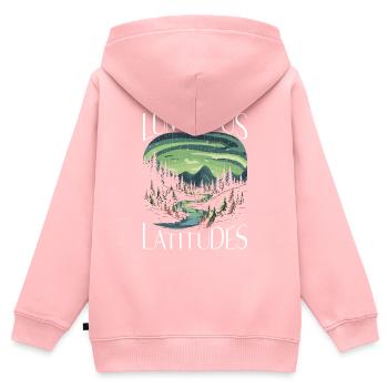 Aurore boréale ciel étoilé Nature lumière affichage - Sweat Premium à capuche zippé enfant bio - rose - Dos - AI Model Kid Female (0cm)