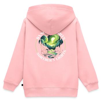 Aurore boréale ciel étoilé Nature lumière affichage - Sweat Premium à capuche zippé enfant bio - rose - Dos - AI Model Kid Female (0cm)