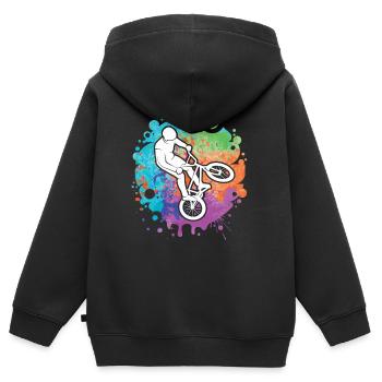 BMX Vélo Stunt Filles Garçons Vélo BMX Enfants - Sweat Premium à capuche zippé enfant bio - noir - Dos - AI Model Kid Male (0cm)