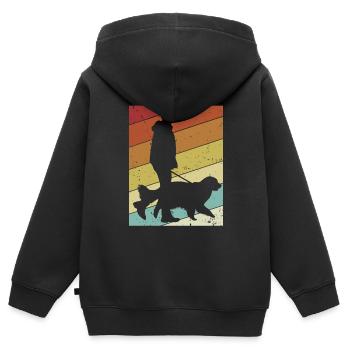 Rétro Mâle Quadrupède Ami Wauwau Chien Propriétaire Chien - Sweat Premium à capuche zippé enfant bio - noir - Dos - AI Model Kid Male (0cm)