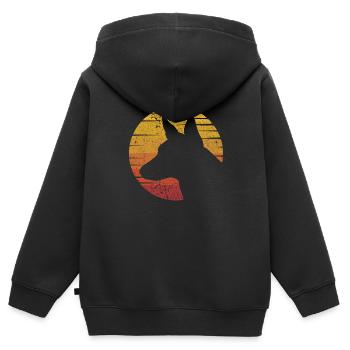 Retro Wauwau Rüde Vierbeiner Hundebesitzer Hund - Kinder Premium Organic Zip Hoodie - Schwarz - Hinten - AI Model Kid Male (0cm)