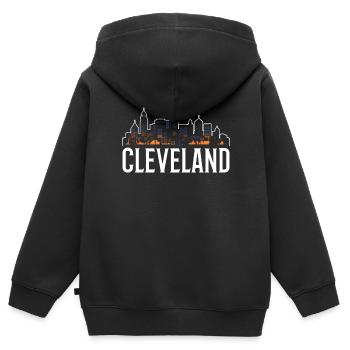 Bundesstaat Cleveland, Ohio, USA, Amerika, Vereinigte Staaten - Kinder Premium Organic Zip Hoodie - Schwarz - Hinten - AI Model Kid Male (0cm)