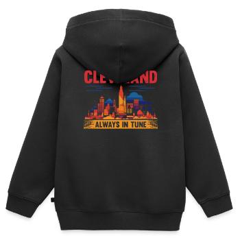 Bundesstaat Cleveland, Ohio, USA, Amerika, Vereinigte Staaten - Kinder Premium Organic Zip Hoodie - Schwarz - Hinten - AI Model Kid Male (0cm)