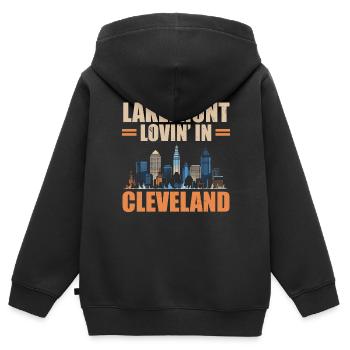 Bundesstaat Cleveland, Ohio, USA, Amerika, Vereinigte Staaten - Kinder Premium Organic Zip Hoodie - Schwarz - Hinten - AI Model Kid Male (0cm)