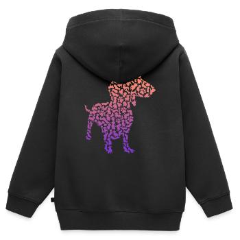 Teckel Maman Teckel Propriétaire Enfants Teckel - Sweat Premium à capuche zippé enfant bio - noir - Dos - AI Model Kid Male (0cm)