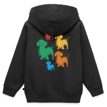 Dackel Hunde Liebhaber Herrchen Dachshund Teckel - Kinder Premium Organic Zip Hoodie - Schwarz - Hinten - AI Model Kid Male (0cm)