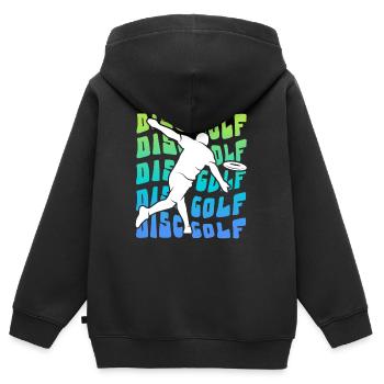 Disc Golf Disc Vintage Disc Golf Disc Golfer - Kids Premium Organic Zip-up Hoodie - black - Back - AI Model Kid Male (0cm)