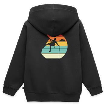 Retro Speedklettern Alpinklettern Sportklettern - Kinder Premium Organic Zip Hoodie - Schwarz - Hinten - AI Model Kid Male (0cm)