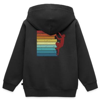 Retro Bouldern Speedklettern Sportklettern - Kinder Premium Organic Zip Hoodie - Schwarz - Hinten - AI Model Kid Male (0cm)