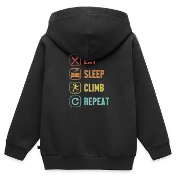 Eat Sleep Climb Repeat Bouldern Sportklettern - Kinder Premium Organic Zip Hoodie - Schwarz - Hinten - AI Model Kid Male (0cm)