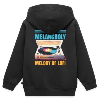 Lofi Music Lover Low Fidelity Japanische Ästhetik - Kinder Premium Organic Zip Hoodie - Schwarz - Hinten - AI Model Kid Male (0cm)