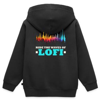 Lofi Music Lover Low Fidelity Japanische Ästhetik - Kinder Premium Organic Zip Hoodie - Schwarz - Hinten - AI Model Kid Male (0cm)