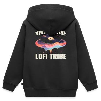Lofi Music Lover Low Fidelity Japanische Ästhetik - Kinder Premium Organic Zip Hoodie - Schwarz - Hinten - AI Model Kid Male (0cm)