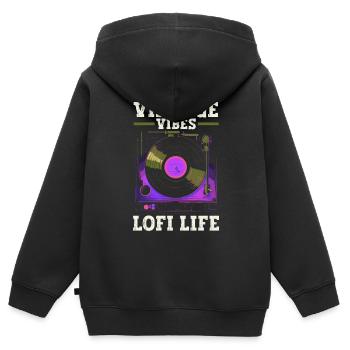 Lofi Music Lover Low Fidelity Japanische Ästhetik - Kinder Premium Organic Zip Hoodie - Schwarz - Hinten - AI Model Kid Male (0cm)