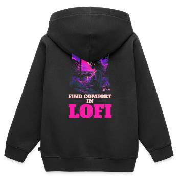 Lofi Music Lover Low Fidelity Japanische Ästhetik - Kinder Premium Organic Zip Hoodie - Schwarz - Hinten - AI Model Kid Male (0cm)