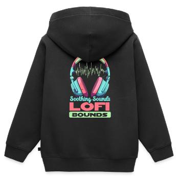 Lofi Music Lover Low Fidelity Japanische Ästhetik - Kinder Premium Organic Zip Hoodie - Schwarz - Hinten - AI Model Kid Male (0cm)