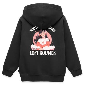 Lofi Music Lover Low Fidelity Japanische Ästhetik - Kinder Premium Organic Zip Hoodie - Schwarz - Hinten - AI Model Kid Male (0cm)