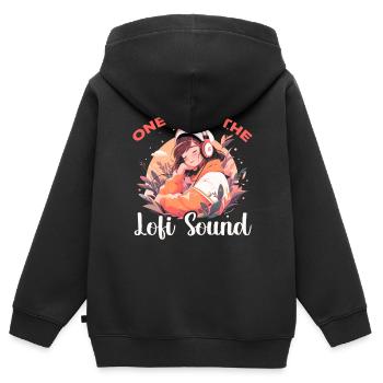 Lofi Music Lover Low Fidelity Japanische Ästhetik - Kinder Premium Organic Zip Hoodie - Schwarz - Hinten - AI Model Kid Male (0cm)
