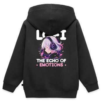 Lofi Music Lover Low Fidelity Japanische Ästhetik - Kinder Premium Organic Zip Hoodie - Schwarz - Hinten - AI Model Kid Male (0cm)
