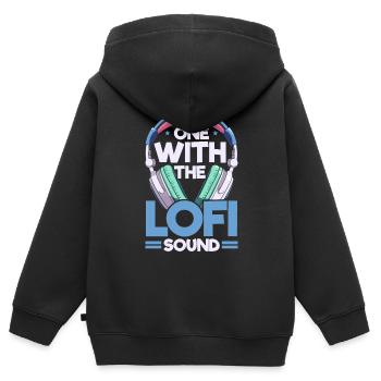 Lofi Music Lover Low Fidelity Japanische Ästhetik - Kinder Premium Organic Zip Hoodie - Schwarz - Hinten - AI Model Kid Male (0cm)