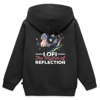 Lofi Music Lover Low Fidelity Japanische Ästhetik - Kinder Premium Organic Zip Hoodie - Schwarz - Hinten - AI Model Kid Male (0cm)
