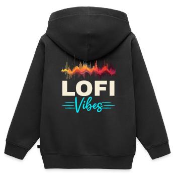 Lofi Music Lover Low Fidelity Japanische Ästhetik - Kinder Premium Organic Zip Hoodie - Schwarz - Hinten - AI Model Kid Male (0cm)