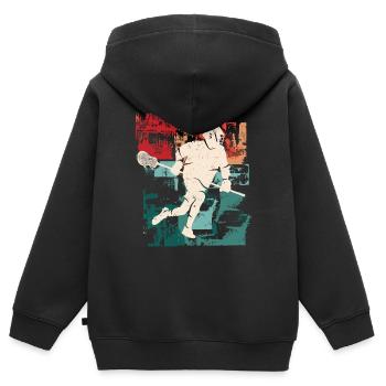 Lacrosse Player Racket Ball Men's Lacrosse - Kids Premium Organic Zip-up Hoodie - black - Back - AI Model Kid Male (0cm)