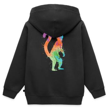Lémuriens, Lémurien à queue annelée, Animal de zoo, filles, femmes, enfants, lémurien - Sweat Premium à capuche zippé enfant bio - noir - Dos - AI Model Kid Male (0cm)