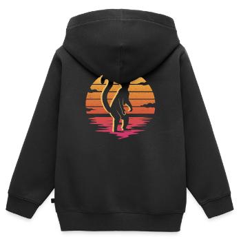 Lémuriens, Lémurien à queue annelée, Madagascar, Enfants, Filles, Lémurien - Sweat Premium à capuche zippé enfant bio - noir - Dos - AI Model Kid Male (0cm)