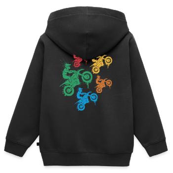 Motocross Dirt Bike Moto Dirt Bike Enfants - Sweat Premium à capuche zippé enfant bio - noir - Dos - AI Model Kid Male (0cm)