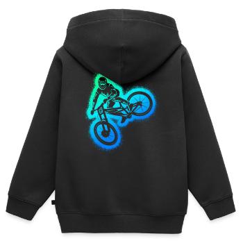 VTT VTT Downhill Garçons VTT - Sweat Premium à capuche zippé enfant bio - noir - Dos - AI Model Kid Male (0cm)