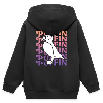 Macareux macareux macareux dames macareux - Sweat Premium à capuche zippé enfant bio - noir - Dos - AI Model Kid Male (0cm)