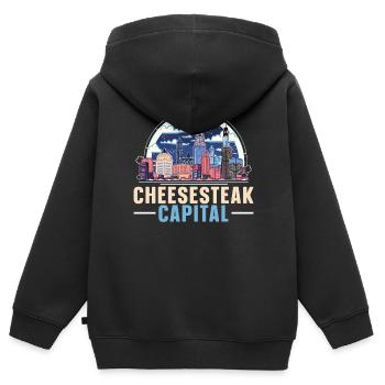 Philadelphia City, Pennsylvania, Vereinigte Staaten - Kinder Premium Organic Zip Hoodie - Schwarz - Hinten - AI Model Kid Male (0cm)