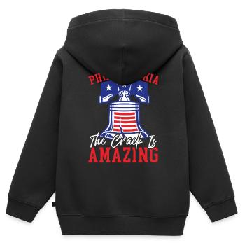 Philadelphia City, Pennsylvania, Vereinigte Staaten - Kinder Premium Organic Zip Hoodie - Schwarz - Hinten - AI Model Kid Male (0cm)