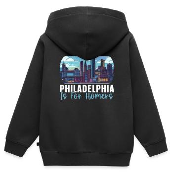 Philadelphia City, Pennsylvania, Vereinigte Staaten - Kinder Premium Organic Zip Hoodie - Schwarz - Hinten - AI Model Kid Male (0cm)