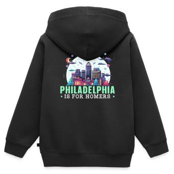 Philadelphia City, Pennsylvania, Vereinigte Staaten - Kinder Premium Organic Zip Hoodie - Schwarz - Hinten - AI Model Kid Male (0cm)