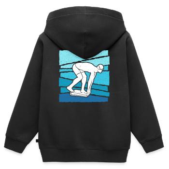 Schwimmen Schwimmer Kinder Jungen Herren Schwimm - Kinder Premium Organic Zip Hoodie - Schwarz - Hinten - AI Model Kid Male (0cm)