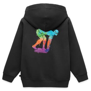 Schwimmen Schwimmer Mädchen Jungen Kinder Schwimm - Kinder Premium Organic Zip Hoodie - Schwarz - Hinten - AI Model Kid Male (0cm)