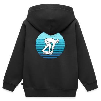 Schwimmen Schwimmer Kinder Jungen Schwimm Herren - Kinder Premium Organic Zip Hoodie - Schwarz - Hinten - AI Model Kid Male (0cm)