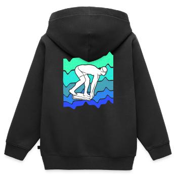 Schwimmer Schwimmen Schwimmsport Jungen Schwimm - Kinder Premium Organic Zip Hoodie - Schwarz - Hinten - AI Model Kid Male (0cm)