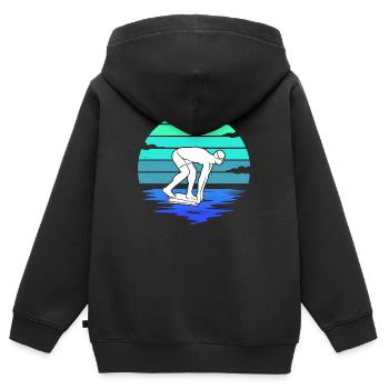 Schwimmer Schwimmsport Herren Schwimm Jungen - Kinder Premium Organic Zip Hoodie - Schwarz - Hinten - AI Model Kid Male (0cm)