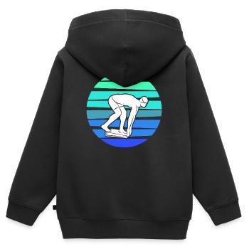 Schwimmer Schwimmsport Schwimmen Herren - Kinder Premium Organic Zip Hoodie - Schwarz - Hinten - AI Model Kid Male (0cm)