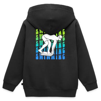 Schwimmer Schwimmsport Schwimmen Schwimm - Kinder Premium Organic Zip Hoodie - Schwarz - Hinten - AI Model Kid Male (0cm)
