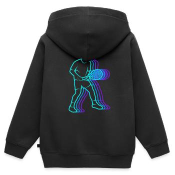 Joueur de tennis Retro Hommes Joueur de tennis Enfants - Sweat Premium à capuche zippé enfant bio - noir - Dos - AI Model Kid Male (0cm)