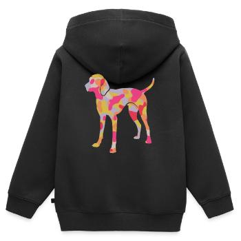Braque de Weimar Chiens Chien Maman Braque de Weimar Fille - Sweat Premium à capuche zippé enfant bio - noir - Dos - AI Model Kid Male (0cm)