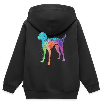 Braque de Weimar Chiens Maman Braque de Weimar Dames - Sweat Premium à capuche zippé enfant bio - noir - Dos - AI Model Kid Male (0cm)