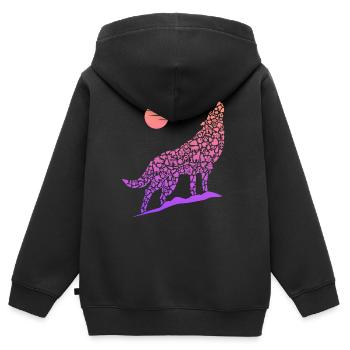 Heulender Wolf Wolfssilhouette Kinder Damen Wölfe - Kinder Premium Organic Zip Hoodie - Schwarz - Hinten - AI Model Kid Male (0cm)