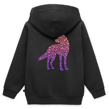 Heulender Wolf Kinder Wolfssilhouette Damen Wölfe - Kinder Premium Organic Zip Hoodie - Schwarz - Hinten - AI Model Kid Male (0cm)